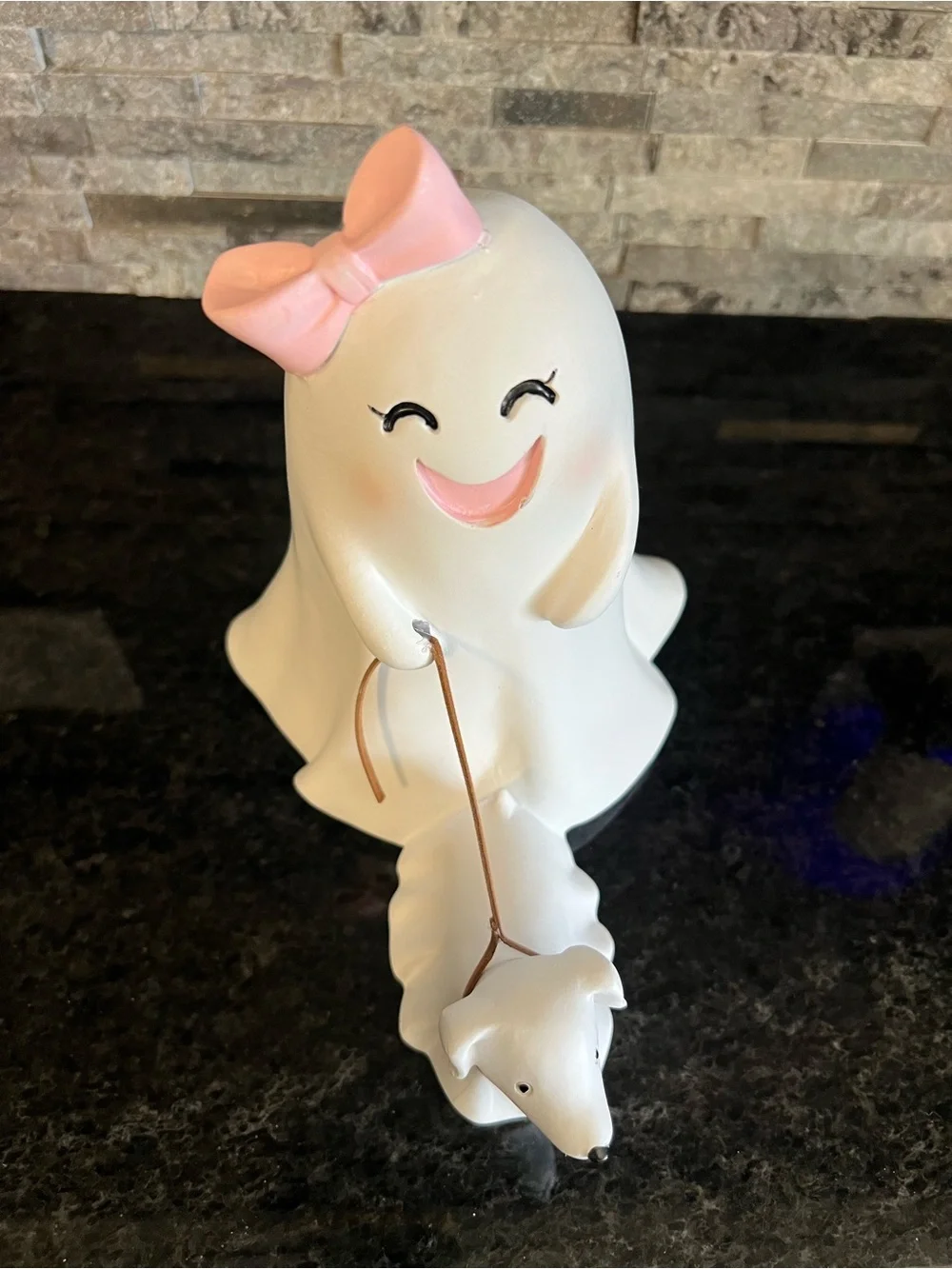 ADORABLE!! Girl Ghost Walking Pet Dog Ghost